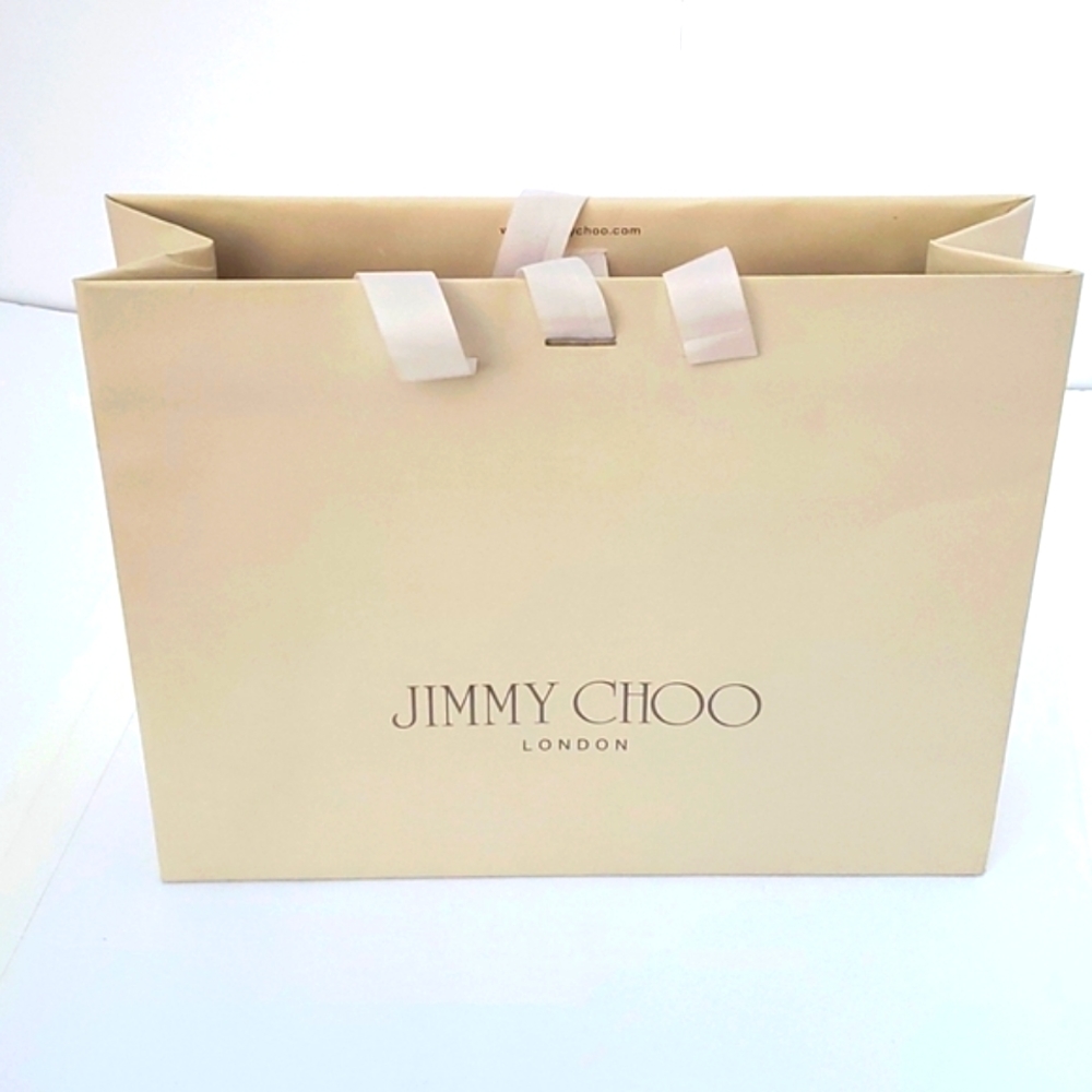 Jimmy Choo Shopping Bag w Ribbon Handles & Ribbon Tie Closure 14" x 11" x 4.75"